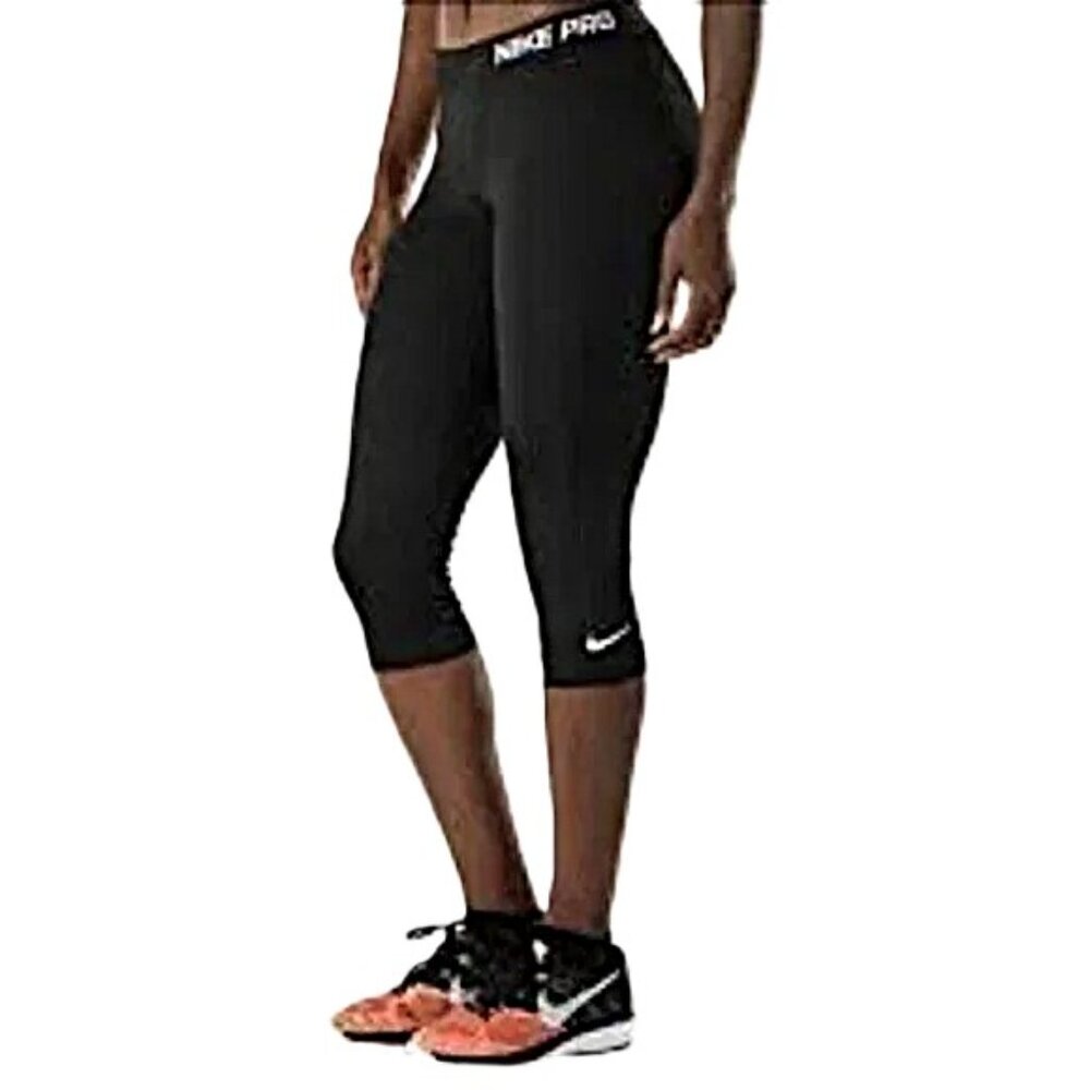 Nike Pro Compression Pant Core Crop‎ Legging Black Capri Women's Small